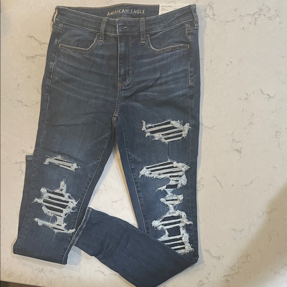 American Eagle Outfitters Blue Distressed Jeans